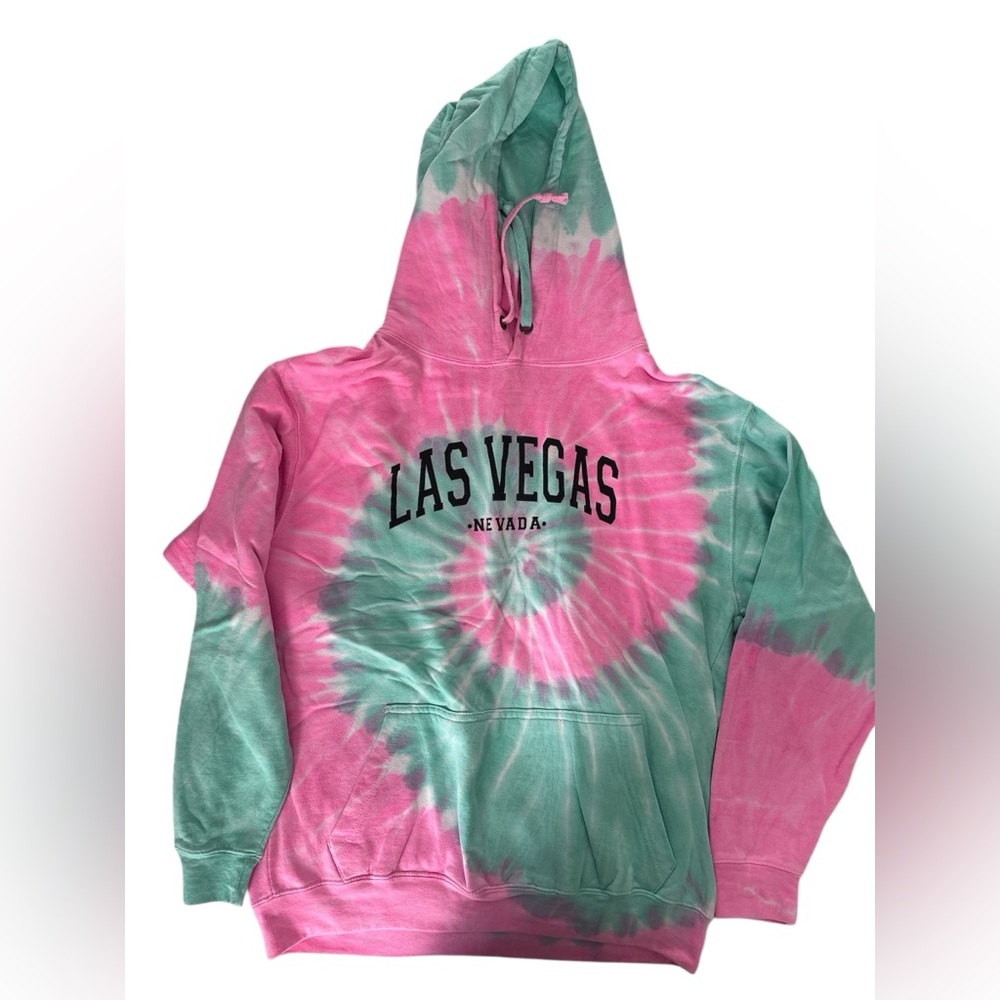 Las Vegas Pink and Green Tie-Dye Hoodie Sweatshirt